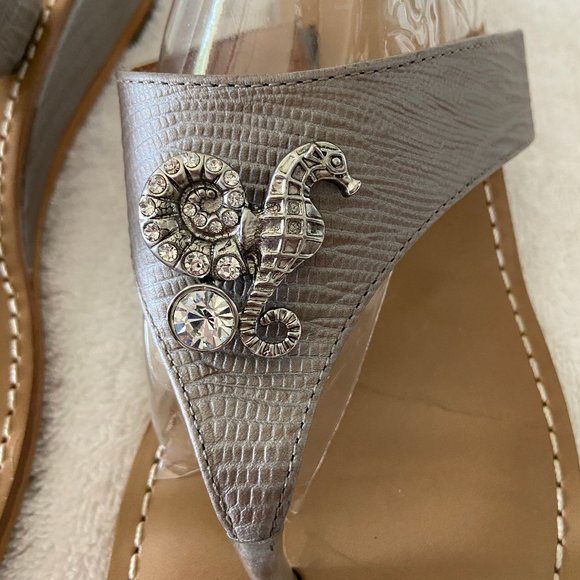 JUNO Leather Embellished Seahorse Wedge Mimi 9 - Picture 2 of 5